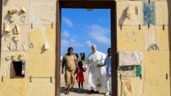 Pope Leo XIV passes through the ' Gateway of Europe' during his pastoral visit to Lampedusa