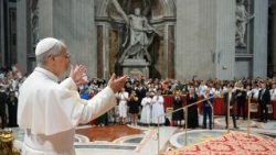 Leone XIV all'udienza generale del 19 agosto, nella Basilica di San Pietro.