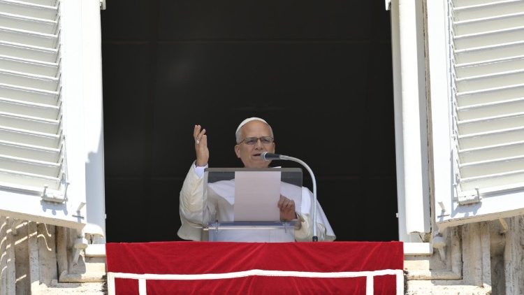 Pope Leo XIV during the Angelus prayer