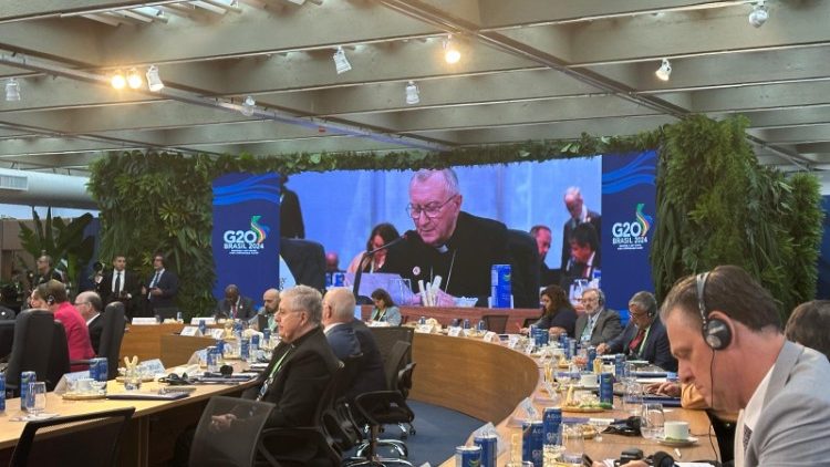 Cardinal Pietro Parolin delivering the Pope's message to the G20