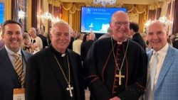(L-R) Ward Fitzgerald, President, The Papal Foundation, Cardinal Timothy Dolan, Chairman, Archbishop Nelson Perez of Philadelphia, David Savage, Executive Director