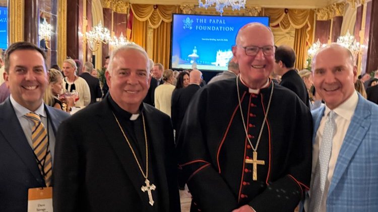 (R-L) Ward Fitzgerald, President, The Papal Foundation, Cardinal Timothy Dolan, Chairman, Archbishop Nelson Perez of Philadelphia, David Savage, Executive Director