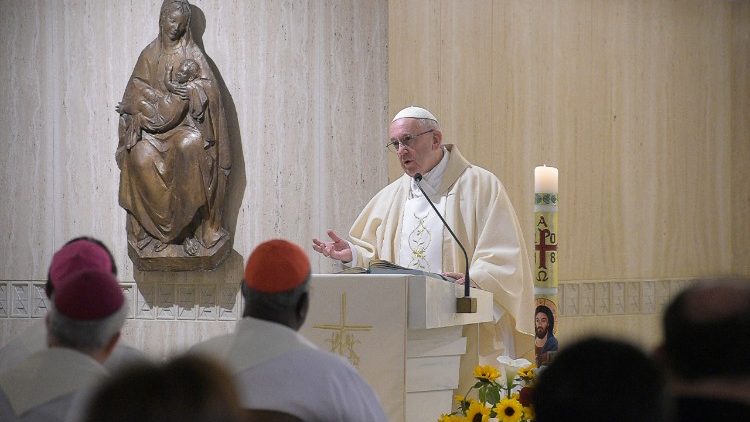 Pope Francis preaches at Mass in the Casa Santa Marta