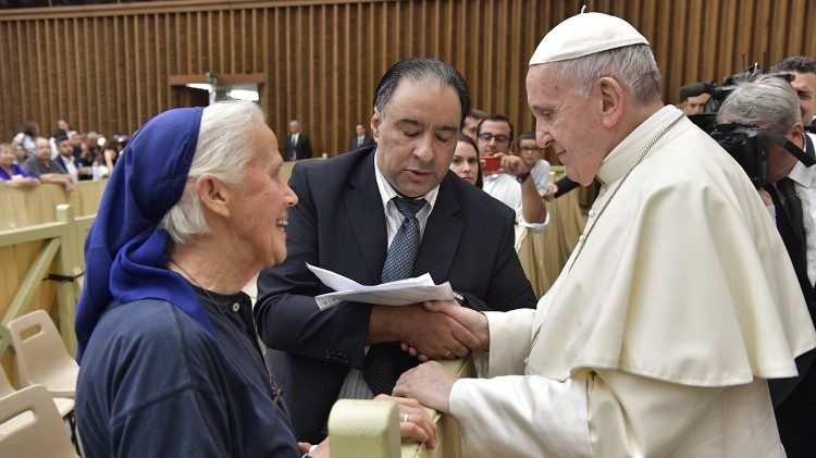 La suora in una udienza del 2018 con Papa Francesco