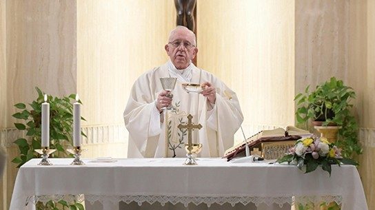 Pope during Mass at the Casa Santa Marta