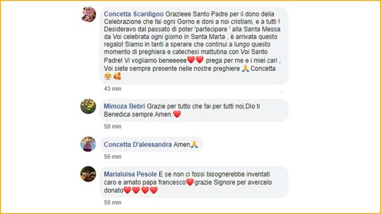 I vostri messaggi sulla pagina Facebook di VaticanNews