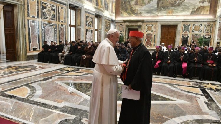 Pope Francis during the meeting with the Catholic bishops of Ethiopia on June 28