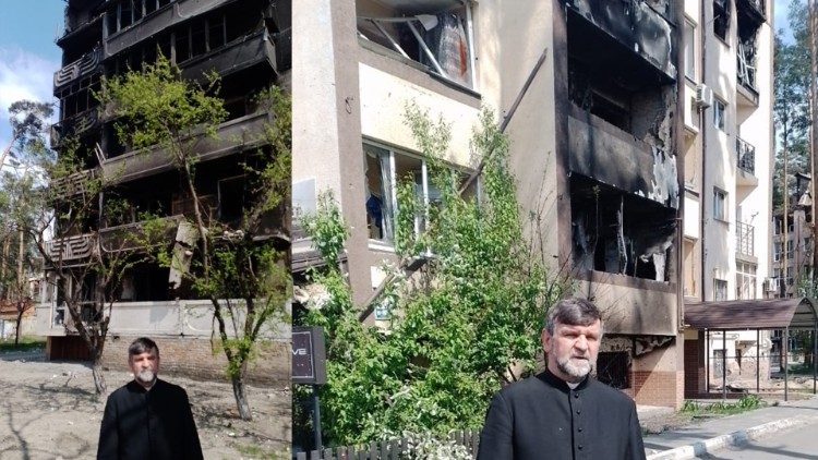 Wojenne zniszczenia w Irpieniu na Ukrainie