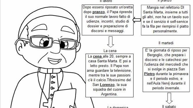 Una delle pagine del libretto "In viaggio con Papa Francesco"