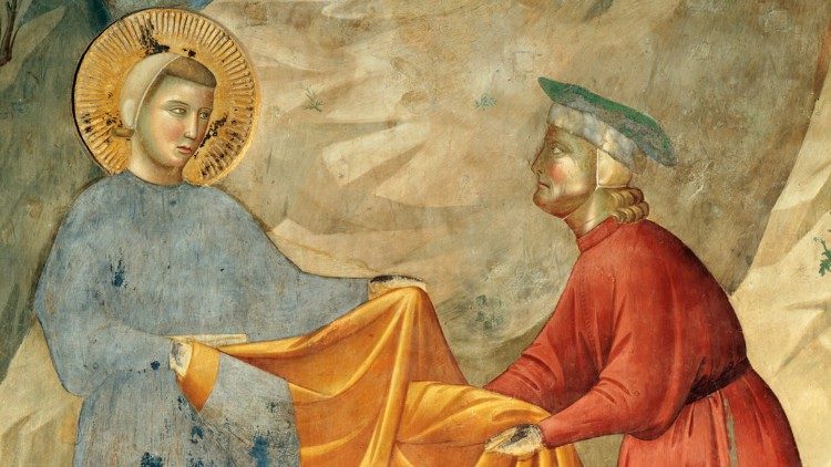 Der hl. Franz von Assisi begegnet einem Bettler: Fresko von Giotto