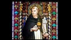 Św. Jacek. Witraż w Polskim Papieskim Instytucie Kościelnym w Rzymie (fot. s. Amata J. Nowaszewska CSFN)