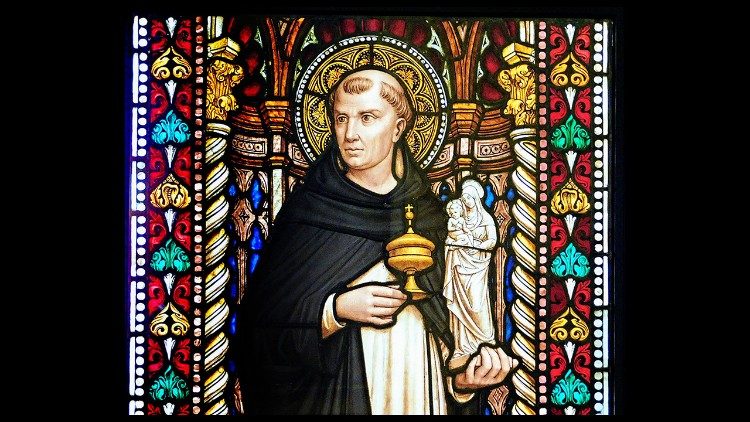 Św. Jacek. Witraż w Polskim Papieskim Instytucie Kościelnym w Rzymie (fot. s. Amata J. Nowaszewska CSFN)