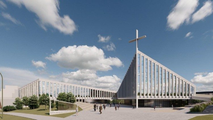 Būsimos bažnyčios išorės vizualizacija