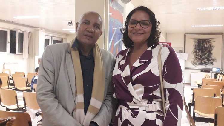 Maria João com o historiador, João Lourenço que veio apresentar um dos seus livros em Roma