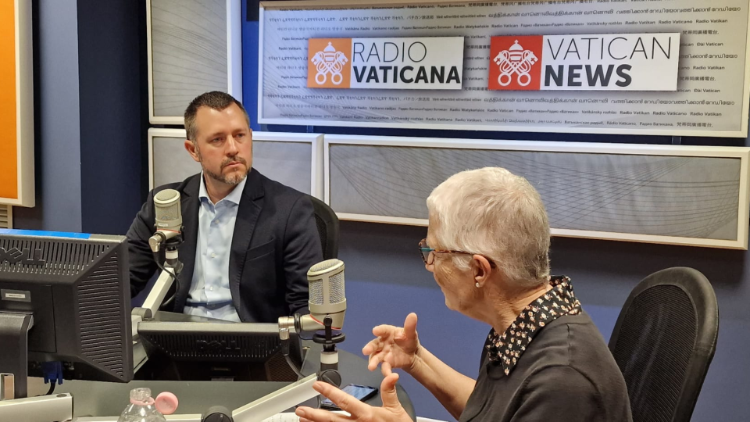 Ms. Dennis in the studios of Vatican Radio