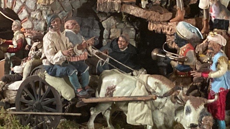 Élément de décor de la crèche napolitaine exposée à Saint-Louis-des-Français. 