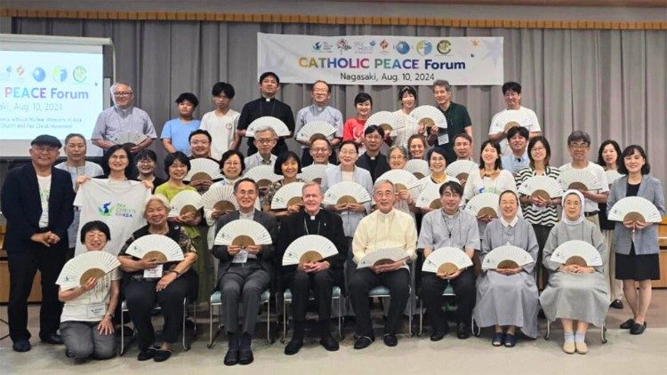 Participants at the Nagasaki Catholic Peace Forum gather to discuss nuclear disarmament on the anniversary of the atomic bombings, Nagasaki, Japan. Photo by Pax Christi International