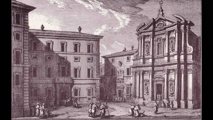 Giuseppe Vasi, Chiesa della SS. trinità e Convento dei Padri Trinitari, 1756, acquaforte, 330x215 mm. 