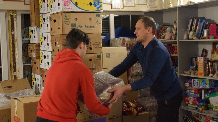 Punkt z pomocą humanitarną, Lwów (zdjęcie: Mariusz Krawiec SSP)