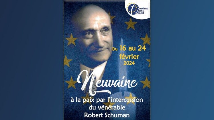 Neuvaine pour la paix par l'intercession du vénérable Robert Schuman à l'initiative du diocèse de Metz (France), en lien avec l'institut Saint-Benoît, du 16 au 24 février 2024. 