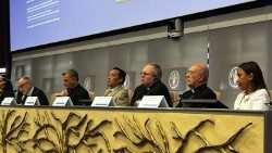 Lo relatores de la presentación de las actas del sínodo de la Amazonía