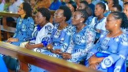 Aveline Malisa Ntenga (front left) attends Mass in Tanzania with members of the local branch of WUCWO