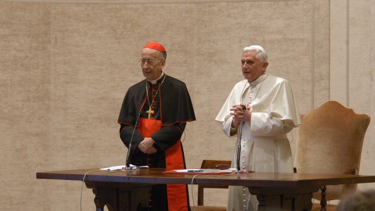 Śp. kard. Camillo Ruini z papieżem Benedyktem XVI
