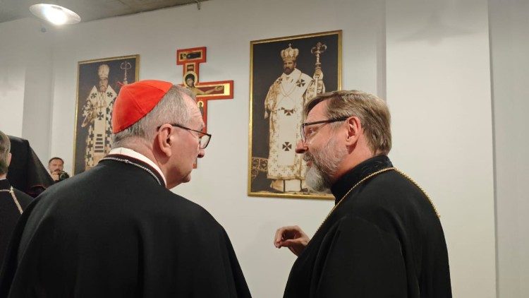 2024.07.21 Visita del cardinale Parolin alla sede dell'Arcivescovo Maggiore della Chiesa Greco Cattolica Ucraina e nella cattedrale greco-cattolica.