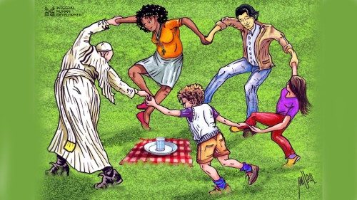 Movimento di apertura, poster di Maupal sul Messaggio di Quaresima del Papa