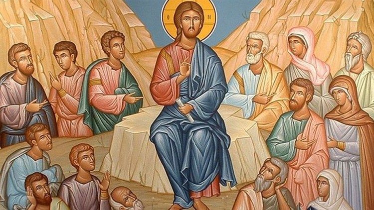 Jesus giving his Sermon on the Mount