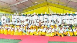 (File) Catholic Bishops of Tanzania pictured with children belonging to the association, Holy Childhood