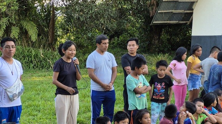 Dominican Missionary of the Rosary Sister Giovanna Llerena Alfaro with Indigenous communities of Bajo Urubamba