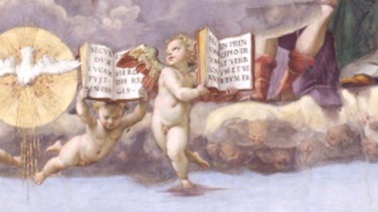 L'angioletto dipinto da Raffaello nella Disputa del Santissimo Sacramento nelle Stanze