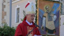 Zagrebački nadbiskup Dražen Kutleša na svetkovinu sv. Lovre propovijeda u Požegi