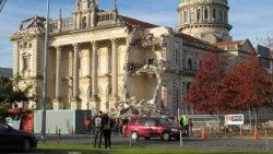 Nuo žemės drebėjimo nukentėjusi Švč. Sakramento katedra Kraistčerče @Greg O'Beirne / Flickr