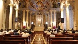 Clergy and seminary educators attend Eucharistic Adoration during the 2025 Conference of Major Seminaries at Sam Son parish in Thanh Hoa diocese in Vietnam. Photo: Vietnamese Bishops' Conference