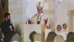 Cardinal Pizzaballa delivering homily on the Solemnity of the Assumption of the Blessed Virgin Mary 