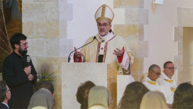 Cardinal Pizzaballa delivering homily on the Solemnity of the Assumption of the Blessed Virgin Mary 