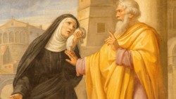 Ottaviano Nelli, El sueño de Mónica, 1410-1420, fresco, Gubbio, Iglesia de Sant'Agostino 