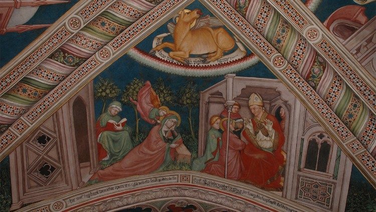 Pietro Gagliardi, Santa Monica consolata da un vescovo, 1854-1868, affresco, Roma, Basilica di Sant’Agostino