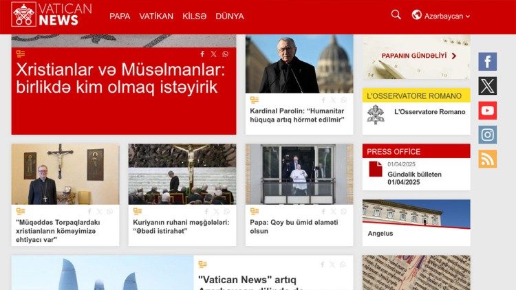 Stránka Vatican News v azerbajdžanskom jazyku