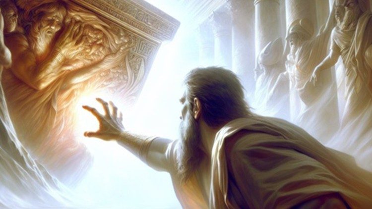 கடவுளின் பேழையைப் பிடிக்கத் தன் கையை நீட்டிய ஓபேது. 