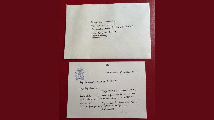 2025.04.28 Manoscritto Papa Francesco inviato all'ambasciatore armeno presso la santa sede