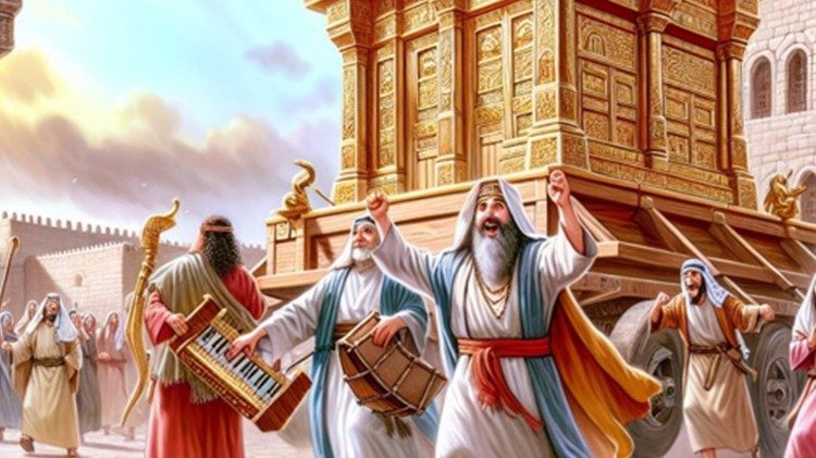 இன்னிசைக்குழுவினர் உடன்படிக்கைப் பேழை முன்