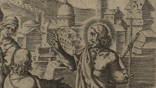 Camillo Cungi, "El primer testimonio de San Juan Bautista" (grabado a buril) - detalle