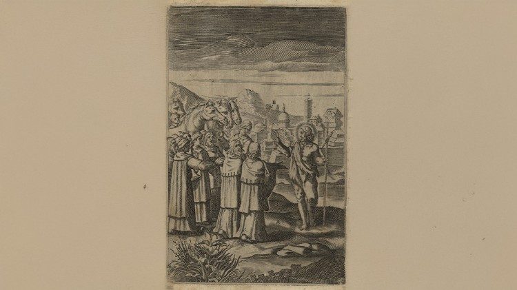 Camillo Cungi, [La prima testimonianza di san Giovanni Battista], incisione a bulino in Bartolomeo Ricci, Considerationi sopra tutta la vita di N.S. Giesu Christo... Revista dall'Auttore e migliorata in molte cose, In Roma, presso Bartolomeo Zanetti, 1610. BAV, Stampe I.214, tav. 16 (num. 18)