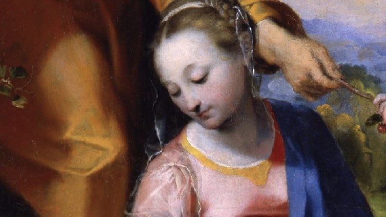 Federico Barocci. Riposo durante la fuga in Egitto (Madonna delle ciliegie). Città del Vaticano, Musei Vaticani (particolare)