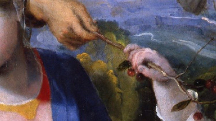 Federico Barocci. Riposo durante la fuga in Egitto (Madonna delle ciliegie). Città del Vaticano, Musei Vaticani (particolare)