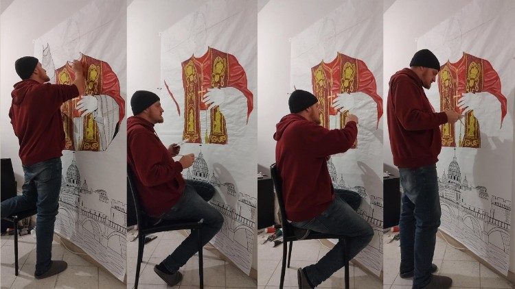 Emerson durante a produção da imagem do Papa Leão XIV