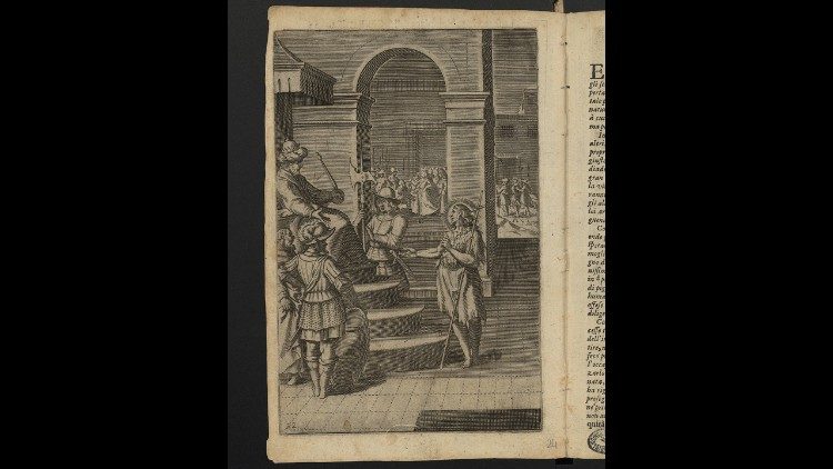Camillo Cungi, [La prima testimonianza di san Giovanni Battista], incisione a bulino in Bartolomeo Ricci, Considerationi sopra tutta la vita di N.S. Giesu Christo... Revista dall'Auttore e migliorata in molte cose, In Roma, presso Bartolomeo Zanetti, 1610.  BAV, Stampe I.214, tav. 16 (num. 18) &copy; Biblioteca Apostolica Vaticana